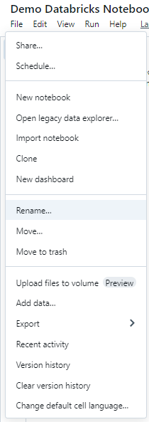 Renaming Databricks notebook
