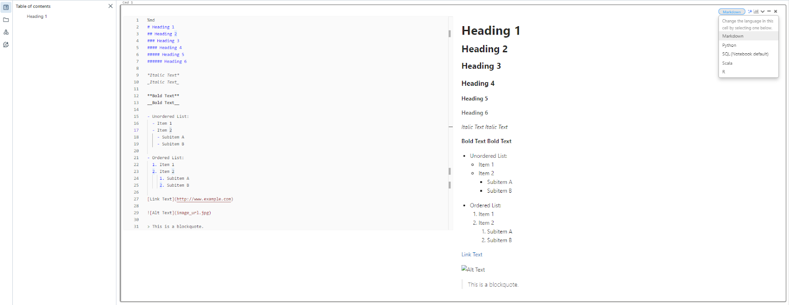 Markdown editing in Databricks notebook