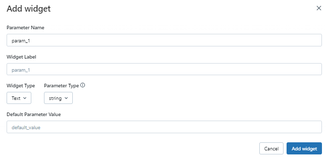 Filling Databricks widgets details