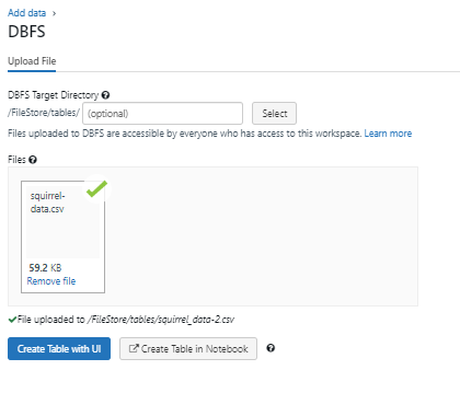 Loading Squirrel Census Dataset into Databricks - Databricks widgets