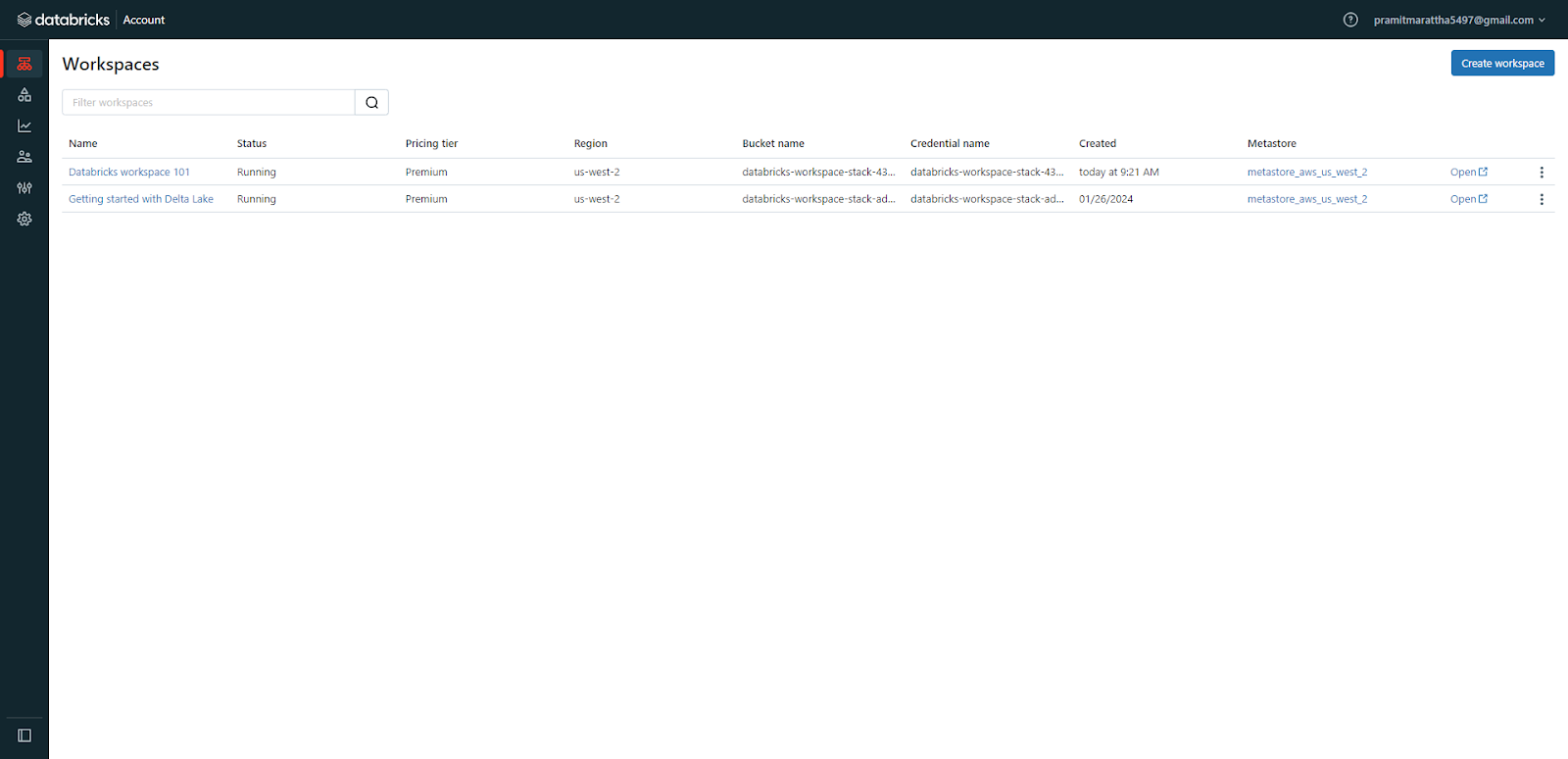 Accessing the newly created Databricks workspace