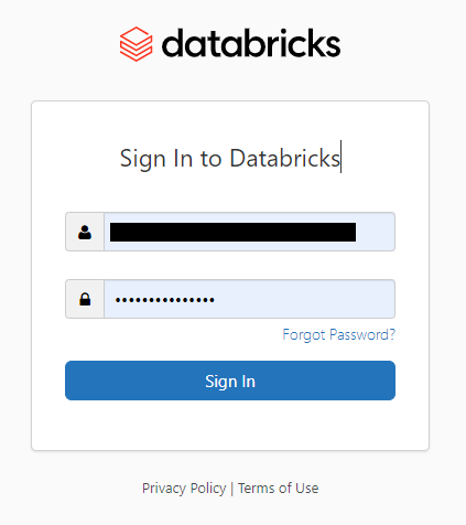 Logging in to Databricks workspace account