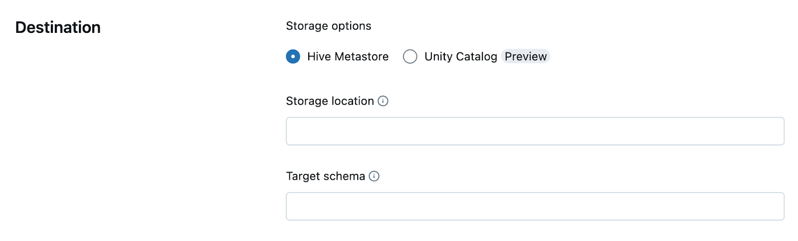 Storage options and storage destinations - Databricks Delta Live Table