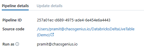 Pipeline Details - Databricks Delta Live Table