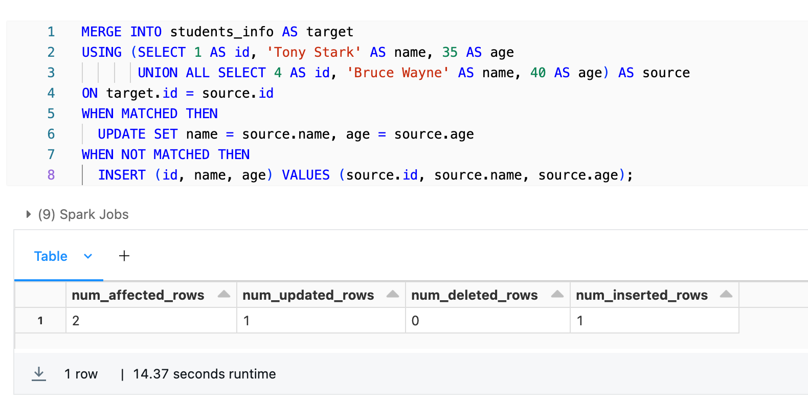 Merging Records in Databricks Delta Table