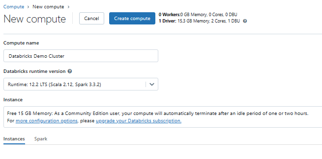 Configuring Databricks Clusters in Community edition - Databricks Delta Table