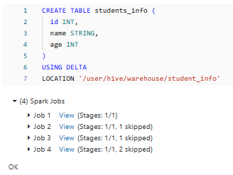 Creating students_info Delta table - Databricks Delta Table