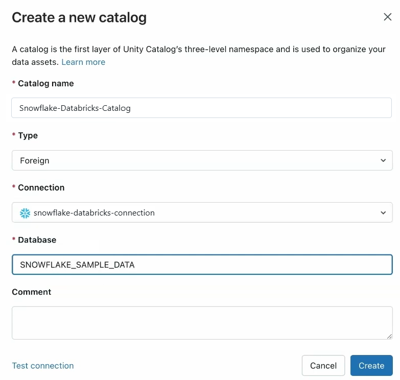 Creating Databricks Snowflake catalog configuration - Databricks Lakehouse Federation