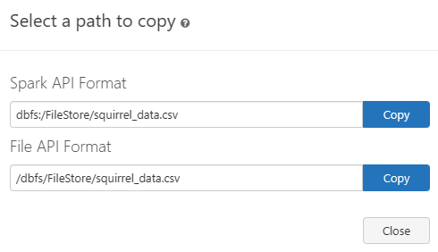 Selecting and copying the path of the uploaded file - Databricks CREATE TABLE