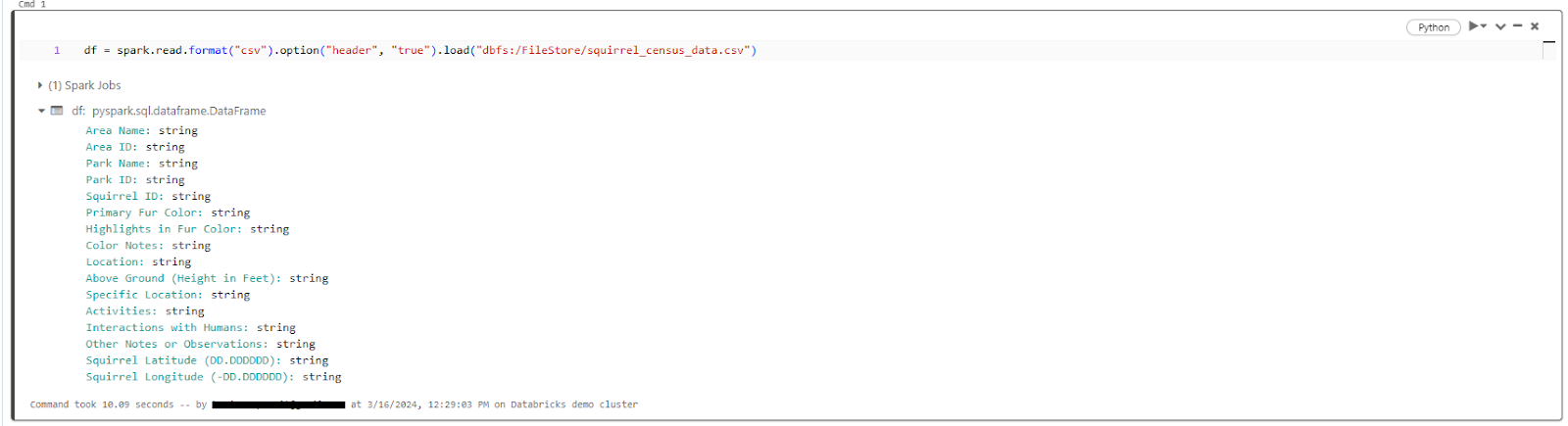 Creating a DataFrame from the CSV file - Databricks CREATE TABLE