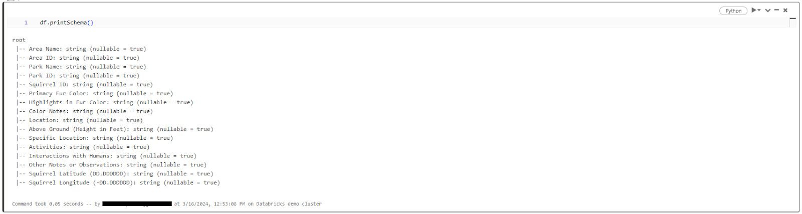 Displaying schema info of table using DataFrame API - Databricks CREATE TABLE