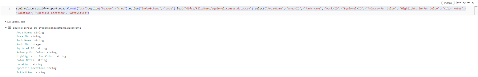 Reading CSV data into DataFrame API - Databricks CREATE TABLE