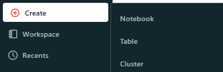 Creating a new Databricks notebook in the Databricks workspace - Databricks CREATE TABLE