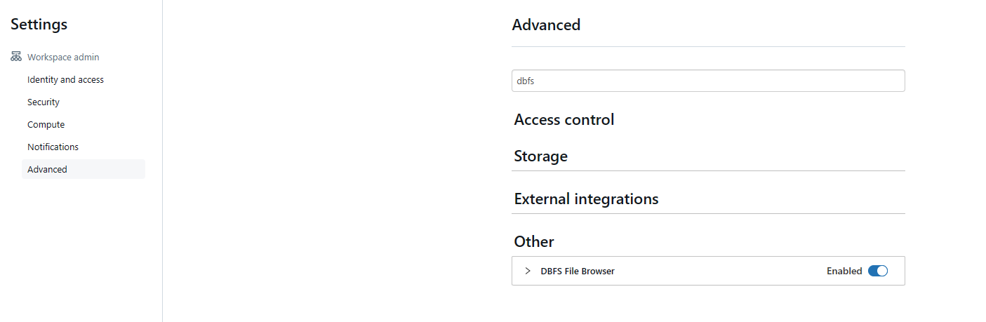 Enabling Databricks DBFS file browser option - Databricks CREATE TABLE