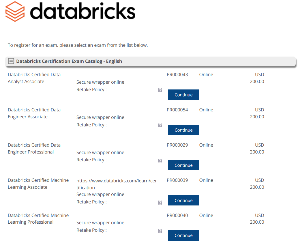 Registering for Your Desired Databricks Certification Exam