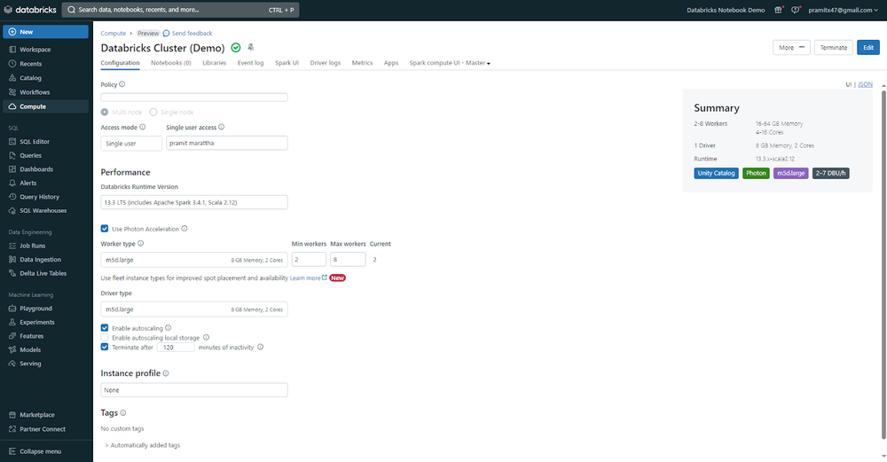 Configuring Cluster - Databricks Materialized Views
