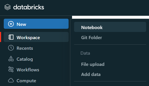 Creating new Databricks Notebook - Databricks SQL