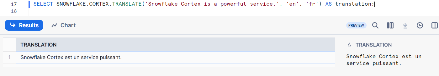 Translating Text Using Translate Function - Snowflake Cortex LLM Function