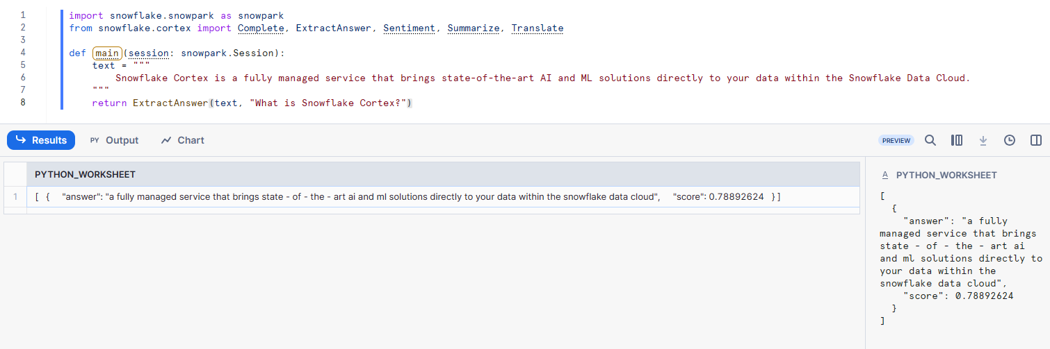 Extracting Answer Using ExtractAnswer Function - Snowflake Cortex LLM Function