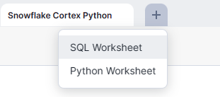 Create a New SQL and Python Worksheet - Snowflake Cortex LLM Function