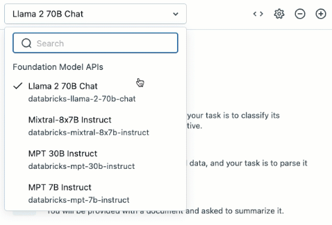 Selecting DBRX Model in Databricks AI playground - Snowflake Arctic vs DBRX - MMLU Benchmark - GSM8K Benchmark - HumanEval Benchmark