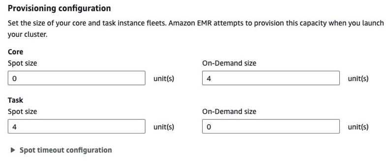 Setting the size of core and task EMR instance fleets - EMR Spot Instances – AWS EMR Spot Instances – EMR on EC2 – EC2 Spot Instances – AWS EC2 – EC2 instance – EC2 instance type – AWS S3 – S3 bucket – AWS Step Functions – Step Functions – AWS IAM – IAM Role – IAM Permissions – AWS VPC – AWS EKS – Elastic Kubernetes Service – AWS Spot Instances – AWS Subnets – EMR Serverless – AWS EMR Serverless – EMR Cluster – EMR on EKS – EMR Instance Types – EMR Instance Fleets – AWS EMR Create Cluster – EMR Create Cluster – EMR Instance Group – EMR Nodes – EMR Master Node – Core Node – Task Node