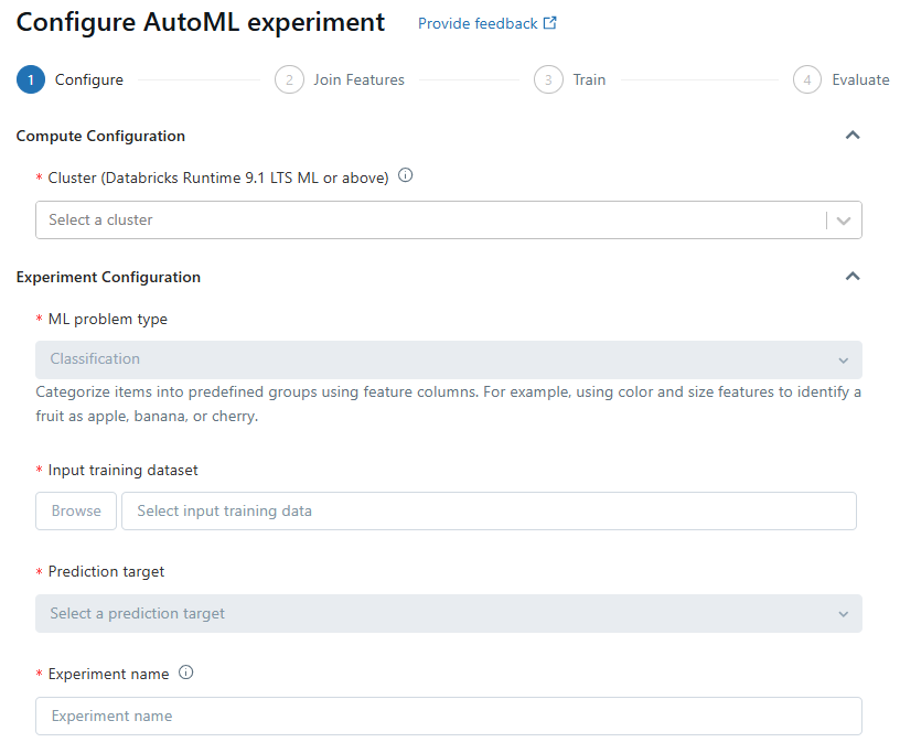 Configuring Databricks AutoML experiment - AutoML - Databricks AutoML - AutoML Databricks - Databricks AutoML API - Databricks AutoML example - Machine Learning Workflow - Training Machine Learning Models - Deploy Machine Learning Model - ML Model Deployment - Train ML model - ML Model Development - AutoML Workflow