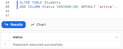 Adding a Status Column with Default - add column in snowflake - add column in snowflake table - snowflake add column - snowflake alter table add column - alter table add column snowflake - alter table snowflake - snowflake add column to table - add column snowflake - snowflake add multiple columns - snowflake alter table add column example