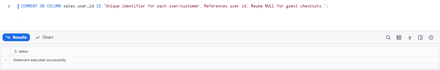 Adding a Comment to a Table Column Using Snowflake COMMENT