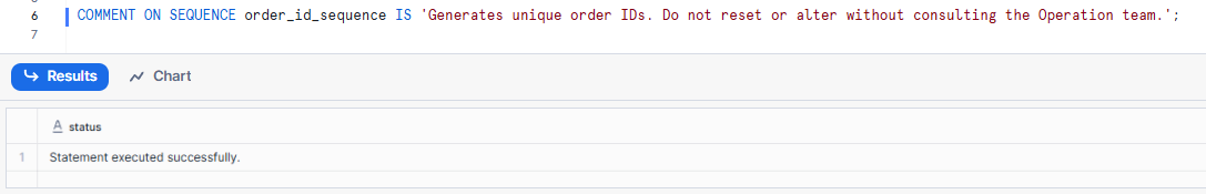 Adding a Comment to a Sequence Using Snowflake COMMENT