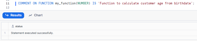 Adding a Comment to a User-Defined Function Using Snowflake COMMENT