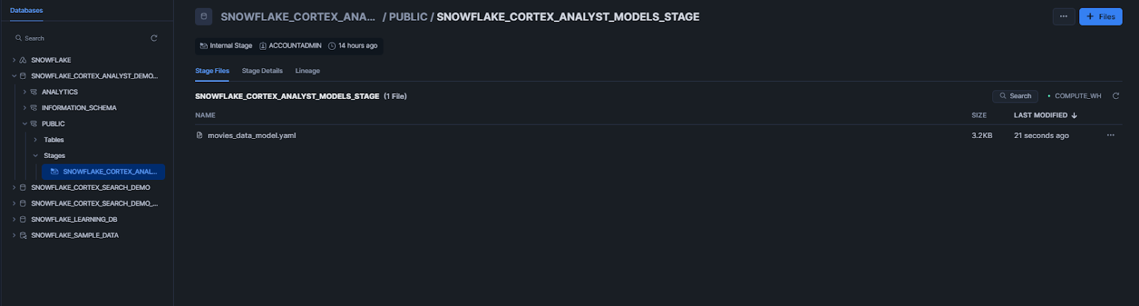 Creating and Saving Semantic Model - Snowflake Cortex - Snowflake Cortex Analyst - Cortex Analyst - Agentic AI - Large Language Models - State-of-the-art Large Language Models - LLMs - Meta Llama - Mistral models - Azure OpenAI - YAML - Sentiment Analysis - Semantic Model - Semantic Data Model - Snowflake Semantic Model - Snowflake AI - Snowflake AI and ML - Snowflake AI and ML Studio - Snowsight - Snowflake Snowsight - Text to SQL - Self Serve Business Intelligence - Conversational Analytics - Snowflake Streamlit - Streamlit - Self Serve Analytics - Text Classification - Snowflake Stage - Snowflake Create Stage - Snowflake External Stage - Snowflake Internal Stage - Snowflake Roles - Natural Language Queries - Natural Language SQL Query - Snowflake ACCOUNT_USAGE - Snowflake REST API - REST API Integration - Snowflake RBAC - Snowflake Virtual Warehouse - Multi-turn Conversation - Multi-turn Chatbot - LLM Powered - Semantic View - Snowflake Warehouse Configuration - Snowflake CORTEX_USER - Cortex Analyst Cost - Cortex Analyst Limitations
