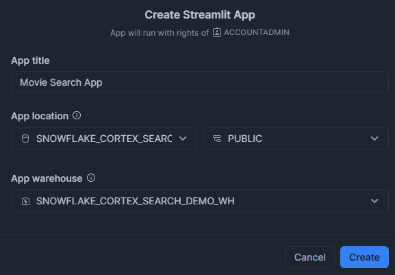 Creating a Streamlit application - Snowflake Cortex – Snowflake Cortex Search – Cortex Search – Cortex Search Service – CREATE CORTEX SEARCH SERVICE – Large Language Models – LLMs – LLM Chatbot – Retrieval Augmented Generation – RAG – RAG Engine – Keyword Search – Semantic search – Snowflake AI – Snowflake AI ML – Fuzzy Search – Vector Search – Snowflake Vector Search – Snowflake Dynamic Table – Snowsight – Snowflake Snowsight – Embedding Models – Snowflake Embedding Models – Snowflake Streamlit – Streamlit – Enterprise Search – Snowflake Change Tracking – Snowflake Enable Change Tracking – Cortex LLM Functions – Snowflake Arctic Embed – Hybrid Search Engine – Snowflake AI & ML Studio – Snowflake AI and ML – Model Context Window – Semantic Reranking – Snowflake AI Search – EMBEDDING_MODEL – Cortex Search Tutorial – Snowflake Service Consumption Table – Materialized Query – Voyage Multilingual