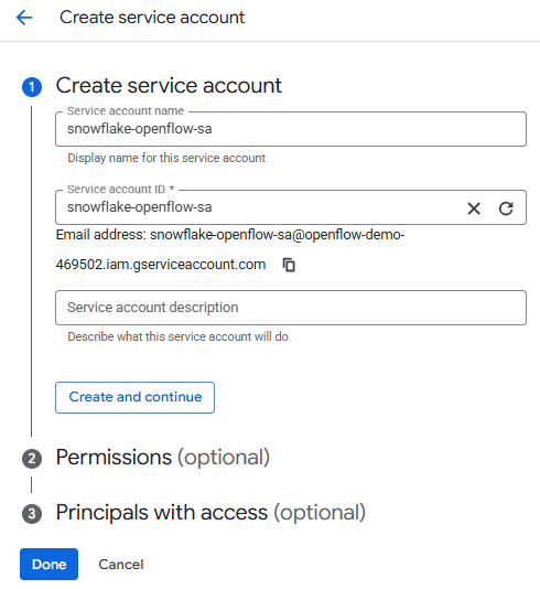Creating Google Service Account and Key - Openflow - Snowflake Openflow - ETL - Extract Transform Load - ETL Tools - Virtual Private Cloud - VPC - AWS VPC - AWS Virtual Private Cloud - VPC Mode - RBAC - Snowflake RBAC - CloudFormation - AWS CloudFormation - Apache NiFi - NiFi - NiFi Processors - Data Integration - Data Integration Tools - Snowflake Cortex - BYOC - Bring Your Own Cloud - Control Plane - Openflow Control Plane - Snowflake Connectors - OAuth2 Authentication - Data Plane - Control and Data Plane - Snowpark Container Services - Snowflake SPCS - Snowflake Integration - Snowflake Data Integration - Snowpipe - Snowflake Snowpipe - Google Drive Integration - Snowflake COPY - Snowflake Image Repository - Snowflake Openflow Connector - Openflow Deployment - Openflow agent - Snowflake Openflow Setup - Snowflake Openflow Tutorial