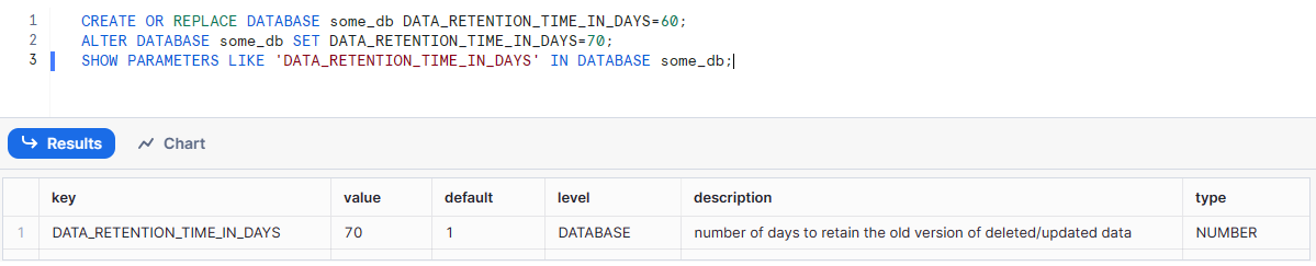 Setting 70-Day Time Travel at the Database Level - snowflake time travel - time travel snowflake - time travel in snowflake - snowflake time travel query - snowflake restore table from time travel - snowflake time travel syntax - what is time travel in snowflake - snowflake time travel query example - snowflake time travel cost - what is snowflake time travel