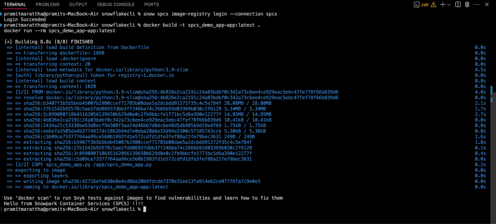 Building and Running Docker image locally for testing - Snowflake Snowpark Container Services - Snowflake SPCS - Docker Desktop - Docker CLI - Snowflake CLI - Snowflake Image Repository