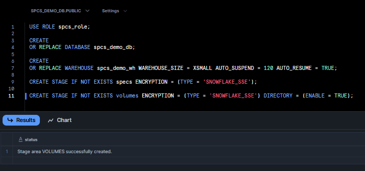Creating Database, Warehouse, & Image Spec Stage - Snowflake SPCS - Snowflake Role - Snowflake Ecosystem - Snowflake Stage - Snowflake Internal Stage